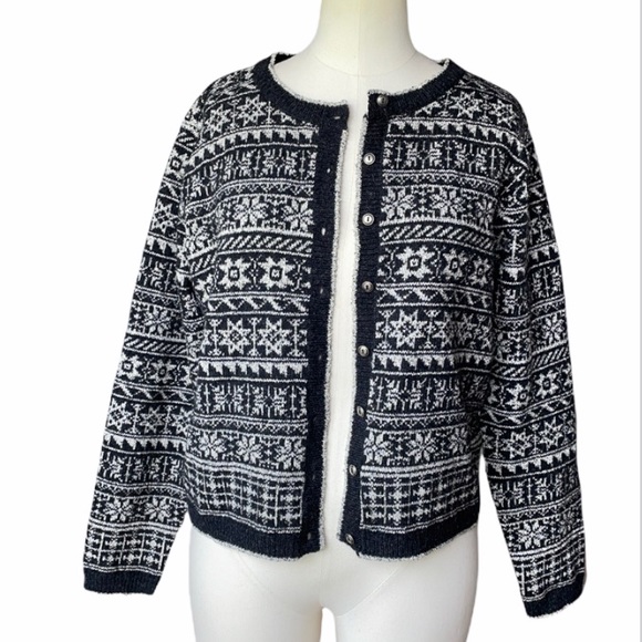 Vintage Wool Blend Button Down Cardigan snowflake Small Gap - Picture 1 of 13